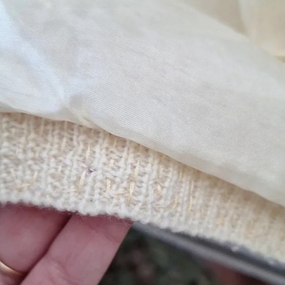 Vintage 1950s Cyn Les Beaded 3/4 Sleeve Cardigan, Cream - Picture 10 of 12